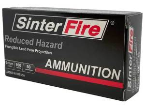 SinterFire Reduced Hazard Ammunition 9mm Luger 100 Grain Frangible Flat Nose Lead Free 500 round
