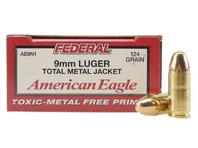 Federal American Eagle Ammunition 9mm Luger 124 Grain Total Metal Jacket 1000 round