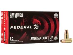Federal American Eagle Ammunition 9mm Luger 147 Grain Full Metal Jacket 1000 round