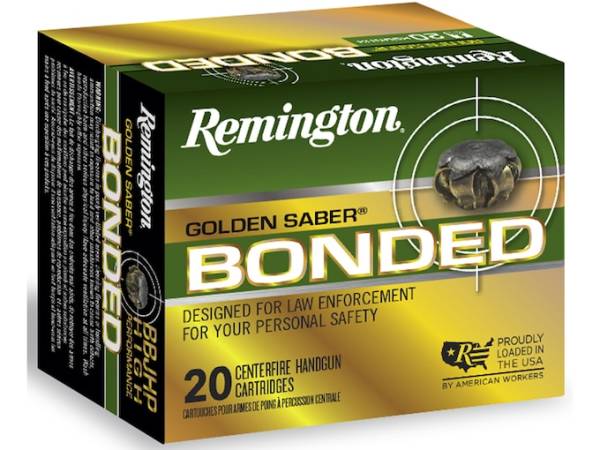 Remington Golden Saber Bonded Ammunition 9mm Luger +P 124 Grain Jacketed Hollow Point 500 round