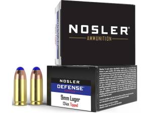 Nosler Defense Ammunition 9mm Luger +P 124 Grain Bonded Tipped 500 round