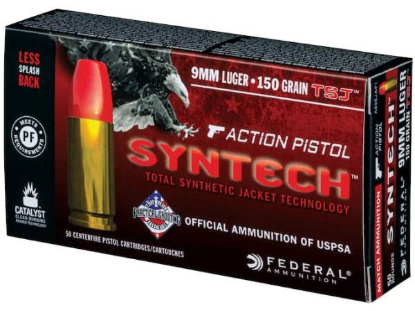 Federal Syntech Action Pistol Ammunition 9mm Luger 150 Grain Total Synthetic Jacket 1000 round