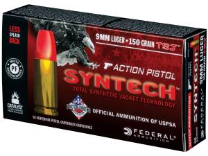 Federal American Eagle Syntech Action Pistol Ammunition 9mm Luger 150 Grain Total Synthetic Jacket