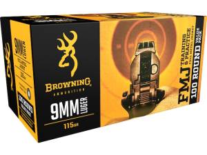 Browning FMJ Ammunition 9mm Luger 115 Grain Full Metal Jacket 1000 round