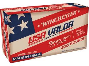 Winchester USA Valor NATO Ammunition 9mm Luger 124 Grain Full Metal Jacket 1000 round