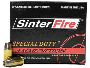 SinterFire Special Duty Ammunition 9mm Luger 100 Grain Frangible Hollow Point Lead Free 500 round
