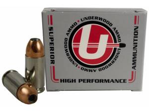 Underwood Ammunition 9mm Luger +P+ 124 Grain Jacketed Hollow Point 500 round