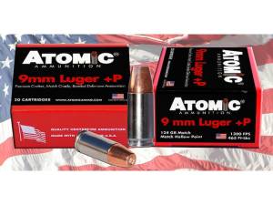 Atomic Ammunition 9mm Luger +P 124 Grain Bonded Jacketed Hollow Point 500 round