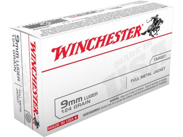 Winchester USA Ammunition 9mm Luger 124 Grain Full Metal Jacket 1000 round