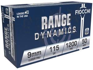 Fiocchi Range Dynamics Ammunition 9mm Luger 115 Grain Full Metal Jacket 1000 round