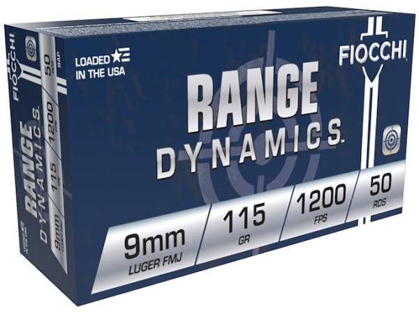 Fiocchi Range Dynamics Ammunition 9mm Luger 115 Grain Full Metal Jacket 1000 round