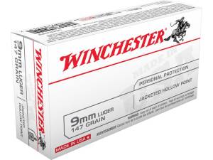 Winchester USA Ammunition 9mm Luger 147 Grain Jacketed Hollow Point 500 round