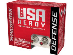 Winchester USA Ready Defense Ammunition 9mm Luger +P 124 Grain Hex-Vent Jacketed Hollow Point  500 round