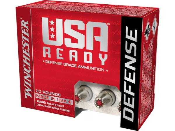 Winchester USA Ready Defense Ammunition 9mm Luger +P 124 Grain Hex-Vent Jacketed Hollow Point  500 round