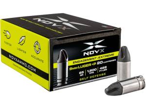NovX Engagement Extreme Self-Defense Ammunition 9mm Luger +P 65 Grain Fluted Lead-Free 500 round