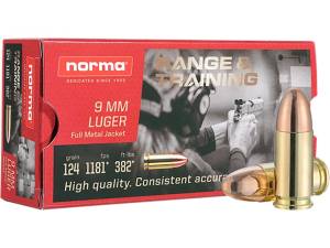 Norma Range & Training Ammunition 9mm Luger 124 Grain Full Metal Jacket 1000 round