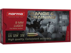 Norma Range & Training Ammunition 9mm Luger 115 Grain Full Metal Jacket 1000 round