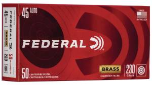 Federal Premium .45 ACP 230 grain Full Metal Jacket (FMJ) Brass Casing Centerfire Pistol Ammunition 500 ROUNDS