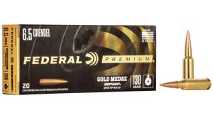 Federal Premium LONG RANGE 6.5mm Grendel 130 grain Berger Hybrid Open Tip Match Centerfire Rifle Ammunition 500 RDS
