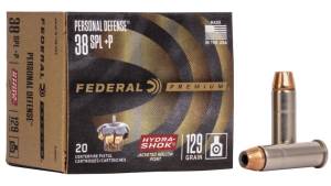 Federal Premium Centerfire Handgun Ammunition .38 Special +P 129 grain Hydra-Shok Jacketed Hollow Point Centerfire Pistol Ammunition 500 ROUNDS