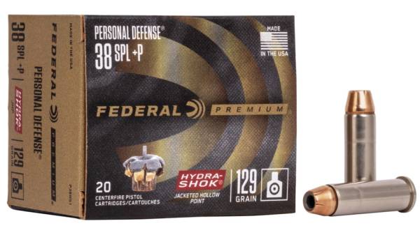 Federal Premium Centerfire Handgun Ammunition .38 Special +P 129 grain Hydra-Shok Jacketed Hollow Point Centerfire Pistol Ammunition 500 ROUNDS