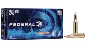 Federal Premium Power-Shok .243 Winchester 100 grain Jacketed Soft Point Centerfire Rifle Ammunition 243B Caliber: .243 Winchester, Number of Rounds: 500