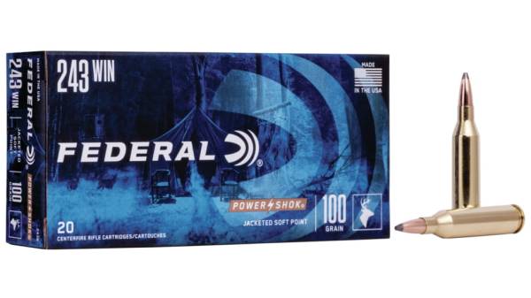 Federal Premium Power-Shok .243 Winchester 100 grain Jacketed Soft Point Centerfire Rifle Ammunition 243B Caliber: .243 Winchester, Number of Rounds: 500