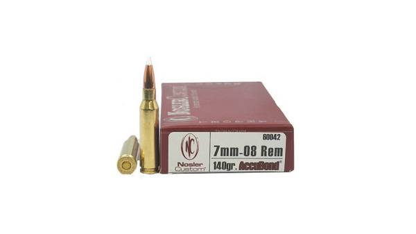 Nosler Trophy Grade 7mm-08 Remington 140 Grain Nosler AccuBond Brass Cased Centerfire Rifle Ammunition  500 RDS