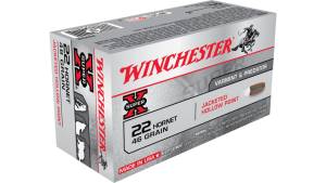 Winchester SUPER-X RIFLE .22 Hornet 46 grain Jacketed Hollow Point Centerfire Rifle Ammunition X22H2 Caliber: .22 Hornet, Number of Rounds: 500