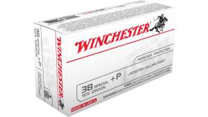 Winchester USA HANDGUN .38 Special +P 125 grain Jacketed Hollow Point Centerfire Pistol Ammunition 500RDS