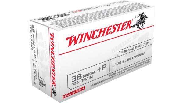 Winchester USA HANDGUN .38 Special +P 125 grain Jacketed Hollow Point Centerfire Pistol Ammunition 500RDS