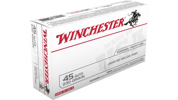 WINCHESTER .45 ACP 230 grain Jacketed Hollow Point Centerfire Pistol Ammunition 500 ROUNDS