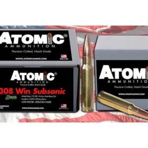 Atomic Match Subsonic 308 Winchester Ammo 175 Grain Jacketed Hollow Point Box of 500