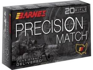 Barnes Precision Match 338 Lapua Magnum Ammo 300 Grain Barnes Open Tip Match Jacketed Hollow Point Box of 200