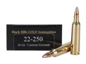 Black Hills Gold 22-250 Remington Ammo 36 Grain Barnes Varmint Grenade Hollow Point Flat Base Lead-Free Box of 500