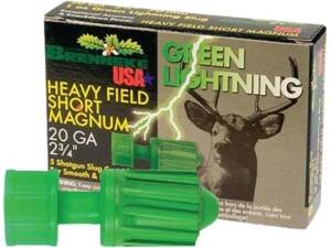 Brenneke Green Lightning Heavy Field Short Magnum 20 Gauge Rifled Slug 2-3/4" 1oz Box of 300 rounds
