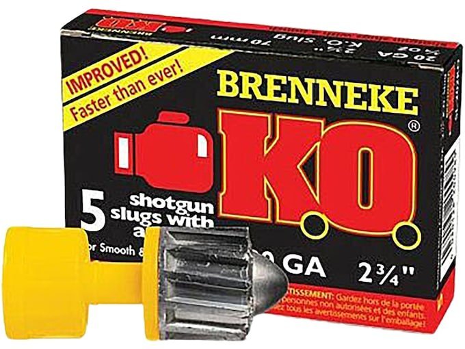 Brenneke K.O. 20 Gauge Rifled Slug 2-3/4" 3/4oz Box of 500 rounds