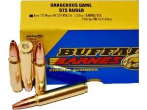 Buffalo Bore Dangerous Game 375 Ruger Ammo 270 Grain Barnes TSX Solid Hollow Point Lead Free Box of 200