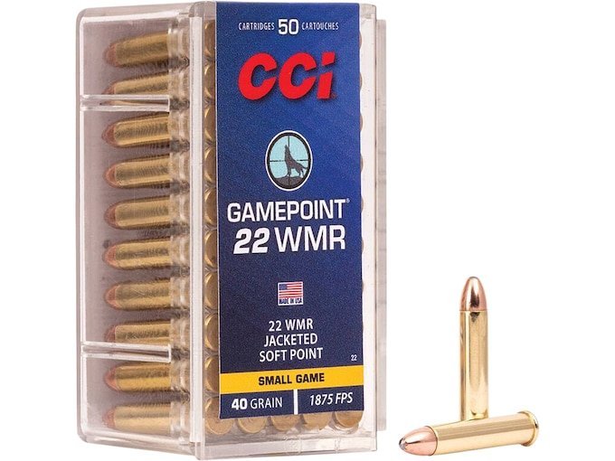 CCI GamePoint 22 Winchester Magnum Rimfire (WMR) Ammo 40 Grain Jacketed Soft Point box of 2000