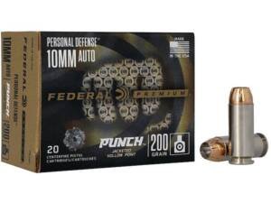 Federal Personal Defense Punch 10mm Auto Ammo 200 Grain Jacketed Hollow Point Box of 500 Rounds