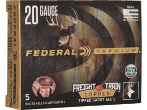 Federal Premium Freight Train 20 Gauge Copper Tipped Sabot Slug Ammo Lead Free box of 250 rounds