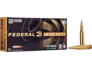 Federal Premium Gold Medal 338 Lapua Magnum Ammo 300 Grain Sierra MatchKing Jacketed Hollow Point Box of 200