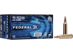Federal Varmint and Predator 22-250 Remington Ammo 50 Grain Jacketed Hollow Point box of 500