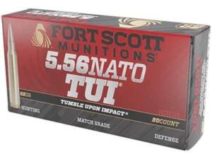 Fort Scott Munitions TUI 5.56x45mm NATO Ammo 62 Grain Solid Lead Free Box of 500