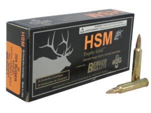 HSM Varmint Gold 204 Ruger Ammo 40 Grain Berger Varmint Jacketed Hollow Point Box of 500