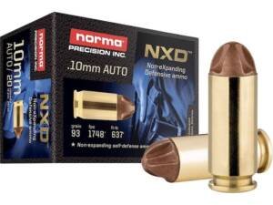 Norma NXD 10mm Auto Ammo 93 Grain Fluted Lead Free Box of 500 Rounds