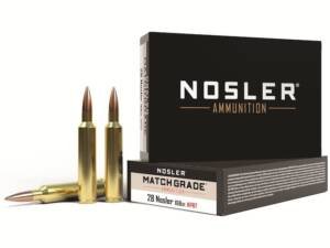 Nosler Match Grade 28 Nosler Ammo 168 Grain Nosler Custom Competition Jacketed Hollow Point Box of 300
