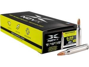 NovX Pentagon 5.56x45mm NATO Ammo 55 Grain Solid Hollow Point Lead Free Box of 1000
