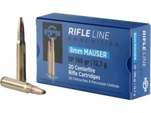 PPU 8x57mm JS Mauser (8mm Mauser) (323 Diameter) Ammo 196 Grain Jacketed Soft Point Box of 500