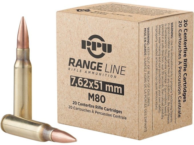 PPU Range 7.62x51mm NATO Ammo 145 Grain Full Metal Jacket Box of 1000